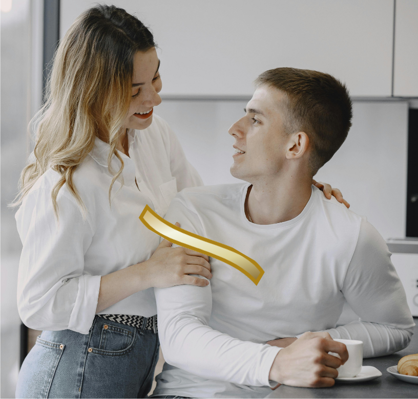 Ein Paar, das durch ein Seelenband verbunden ist.